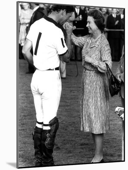 Queen Elizabeth II and Prince Charles, July 1985-null-Mounted Photographic Print