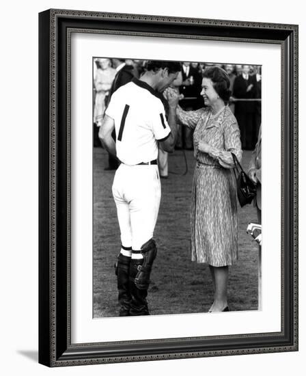 Queen Elizabeth II and Prince Charles, July 1985-null-Framed Photographic Print