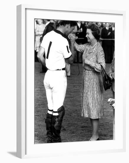 Queen Elizabeth II and Prince Charles, July 1985-null-Framed Photographic Print