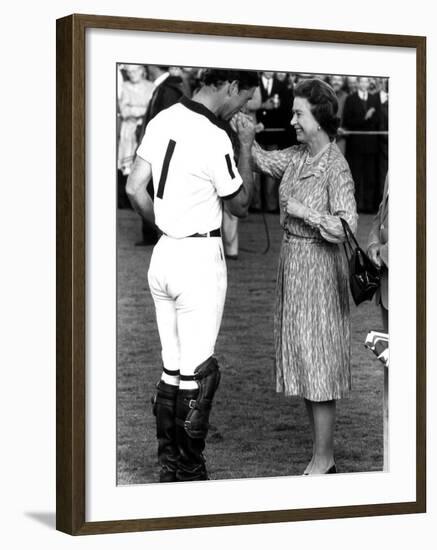 Queen Elizabeth II and Prince Charles, July 1985-null-Framed Photographic Print