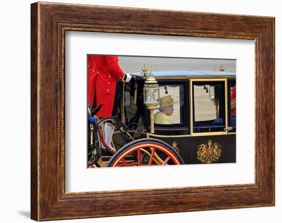 Queen Elizabeth II at her Annual Birthday Parade Trooping the Colour-null-Framed Art Print