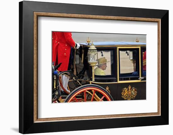 Queen Elizabeth II at her Annual Birthday Parade Trooping the Colour-null-Framed Art Print