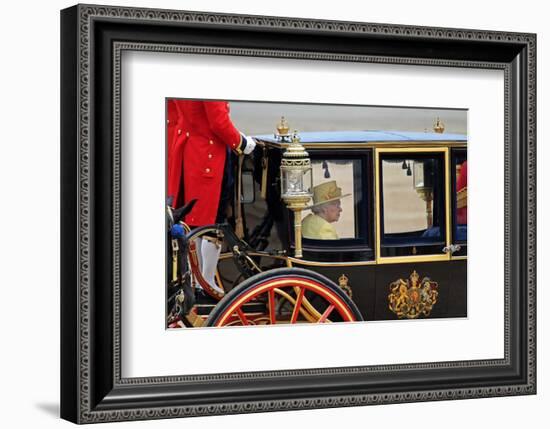 Queen Elizabeth II at her Annual Birthday Parade Trooping the Colour-null-Framed Art Print