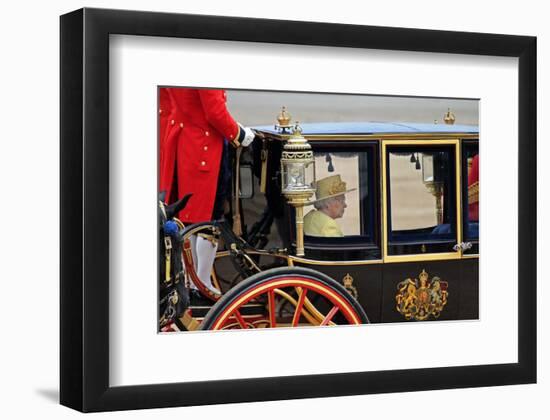 Queen Elizabeth II at her Annual Birthday Parade Trooping the Colour-null-Framed Art Print