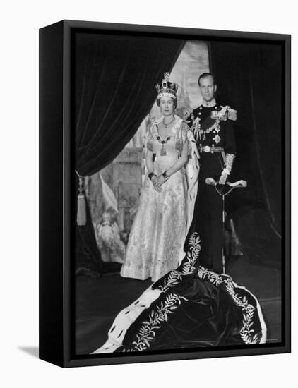 Queen Elizabeth II in Coronation Robes and Duke of Edinburgh, England-Cecil Beaton-Framed Premier Image Canvas