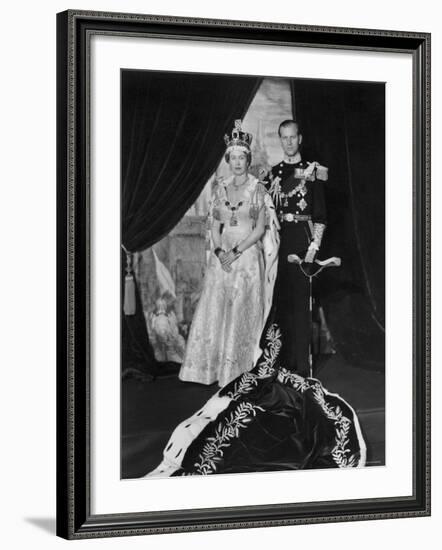 Queen Elizabeth II in Coronation Robes and Duke of Edinburgh, England-Cecil Beaton-Framed Photographic Print