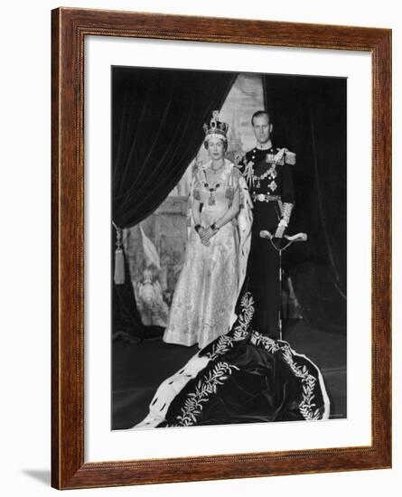 Queen Elizabeth II in Coronation Robes and Duke of Edinburgh, England-Cecil Beaton-Framed Photographic Print