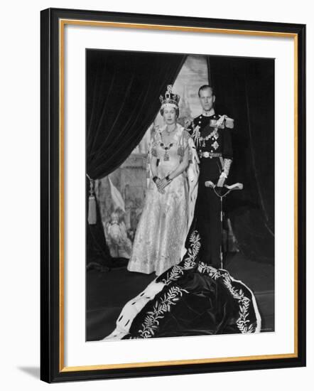 Queen Elizabeth II in Coronation Robes and Duke of Edinburgh, England-Cecil Beaton-Framed Photographic Print