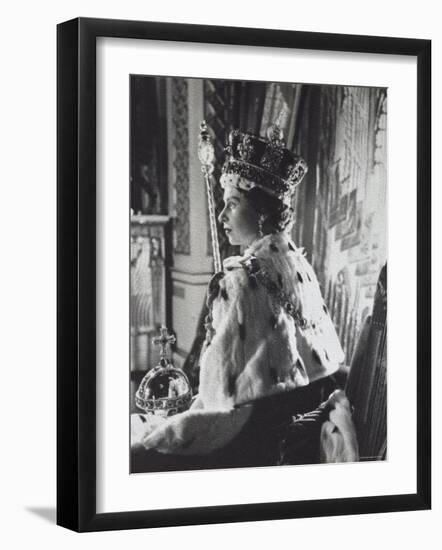 Queen Elizabeth II in Coronation Robes, England, c.1953-Cecil Beaton-Framed Photographic Print