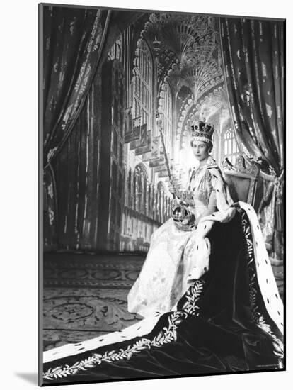 Queen Elizabeth II in Coronation Robes, England-Cecil Beaton-Mounted Photographic Print