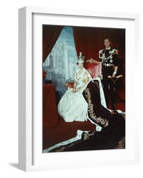 Queen Elizabeth II in Coronation Robes with the Duke of Edinburgh, England-Cecil Beaton-Framed Photographic Print
