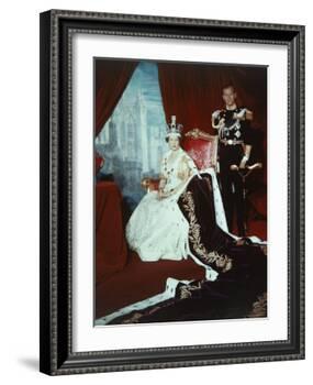 Queen Elizabeth II in Coronation Robes with the Duke of Edinburgh, England-Cecil Beaton-Framed Photographic Print