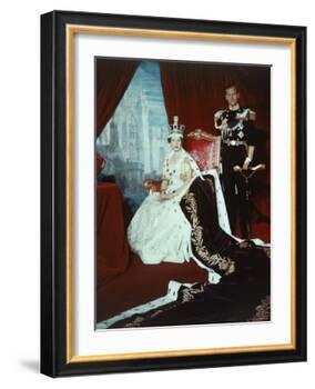 Queen Elizabeth II in Coronation Robes with the Duke of Edinburgh, England-Cecil Beaton-Framed Photographic Print