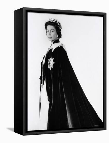 Queen Elizabeth II in Robes and Wearing the Order of the Garter, England-Cecil Beaton-Framed Premier Image Canvas