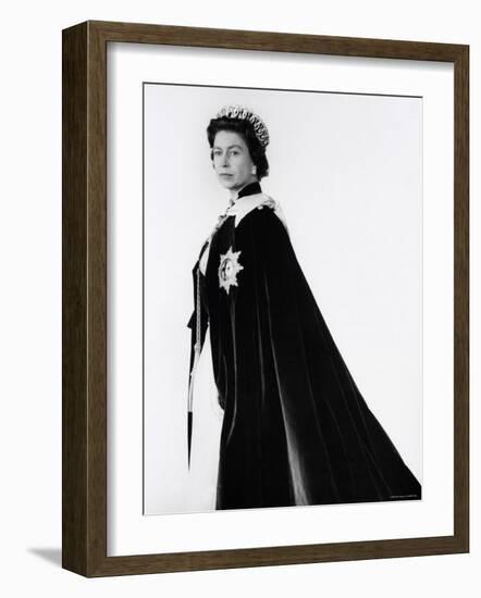 Queen Elizabeth II in Robes and Wearing the Order of the Garter, England-Cecil Beaton-Framed Premium Photographic Print