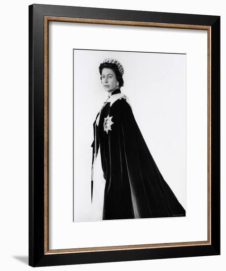 Queen Elizabeth II in Robes and Wearing the Order of the Garter, England-Cecil Beaton-Framed Photographic Print