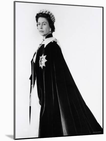 Queen Elizabeth II in Robes and Wearing the Order of the Garter, England-Cecil Beaton-Mounted Photographic Print