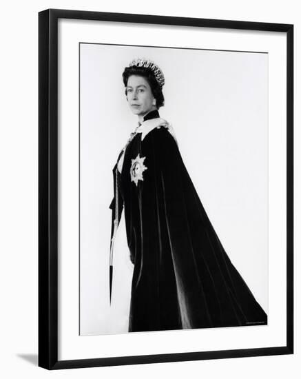 Queen Elizabeth II in Robes and Wearing the Order of the Garter, England-Cecil Beaton-Framed Photographic Print