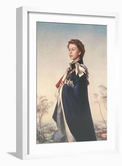 Queen Elizabeth II in Robes-null-Framed Art Print