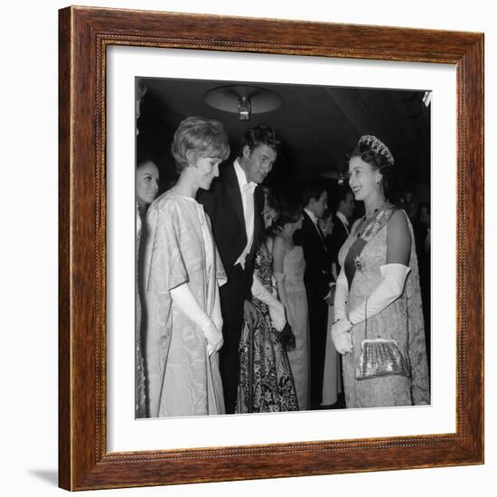 Queen Elizabeth II Meets Actor Bill Travers and Actress Virginia Mckenna at Royal Film Show-null-Framed Photographic Print
