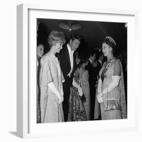 Queen Elizabeth II Meets Actor Bill Travers and Actress Virginia Mckenna at Royal Film Show-null-Framed Photographic Print