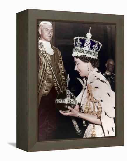 Queen Elizabeth II Returning to Buckingham Palace after Her Coronation, 1953-null-Framed Premier Image Canvas