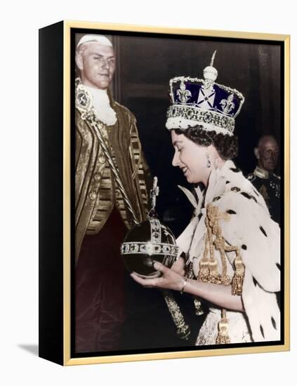 Queen Elizabeth II Returning to Buckingham Palace after Her Coronation, 1953-null-Framed Premier Image Canvas