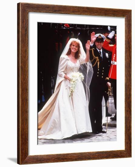 Queen Elizabeth II's Son, Prince Andrew, Marries Sarah Ferguson at Westminister Abbey in London-null-Framed Photographic Print