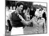 Queen Elizabeth II Shows Prince Charles Sign at a Polo Match at Windsor Great Park Points Finger-null-Mounted Photographic Print