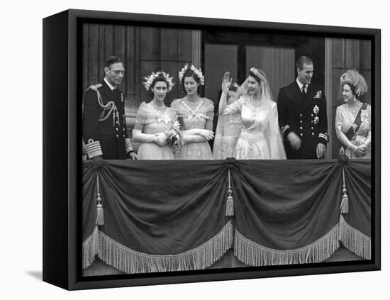 Queen Elizabeth II Wedding, family group on balcony-Associated Newspapers-Framed Stretched Canvas