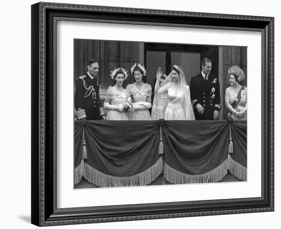 Queen Elizabeth II Wedding, family group on balcony-Associated Newspapers-Framed Photo
