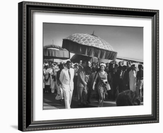 Queen Elizabeth Ii with Kwame Nkrumah During Her Visit to Ghana-null-Framed Photographic Print