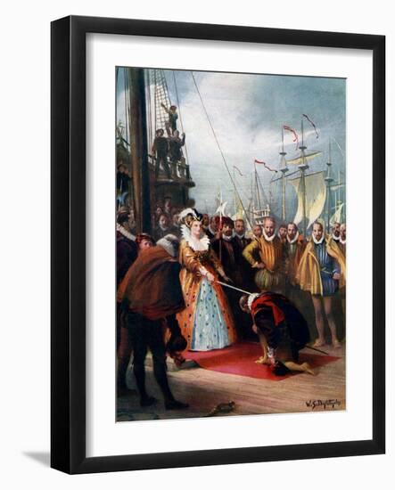 Queen Elizabeth Knighting Sir Francis Drake, 1581-WS Bagdatopulos-Framed Giclee Print