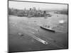 Queen Elizabeth Sailing Through New York Harbor-null-Mounted Photographic Print