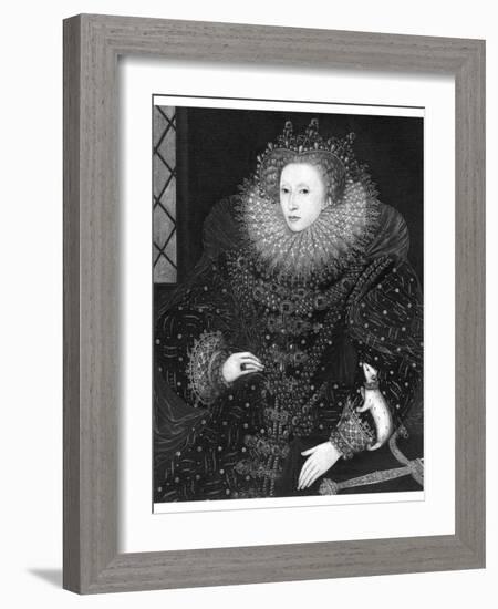 Queen Elizabeth, the Ermine Portrait, 1585-Nicholas Hilliard-Framed Giclee Print