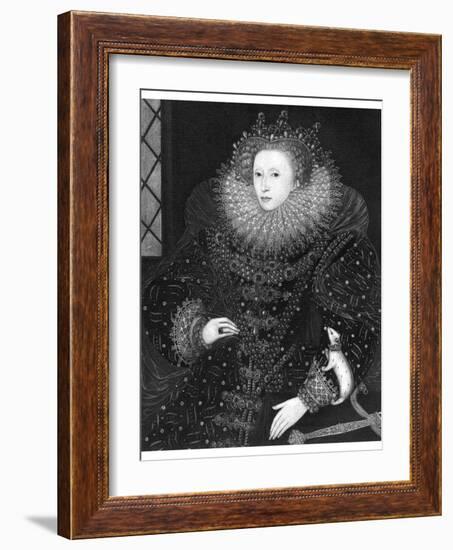 Queen Elizabeth, the Ermine Portrait, 1585-Nicholas Hilliard-Framed Giclee Print