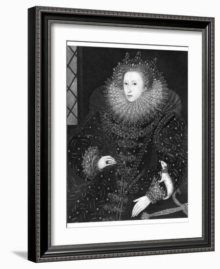 Queen Elizabeth, the Ermine Portrait, 1585-Nicholas Hilliard-Framed Giclee Print