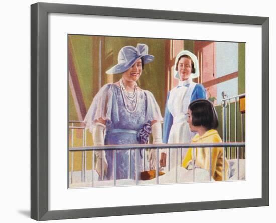 Queen Elizabeth Visiting a Children's Ward at the Middlesex Hospital, 1935-null-Framed Giclee Print
