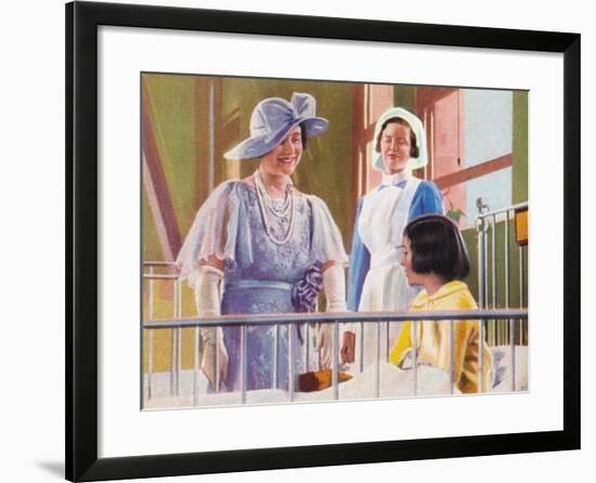 Queen Elizabeth Visiting a Children's Ward at the Middlesex Hospital, 1935-null-Framed Giclee Print