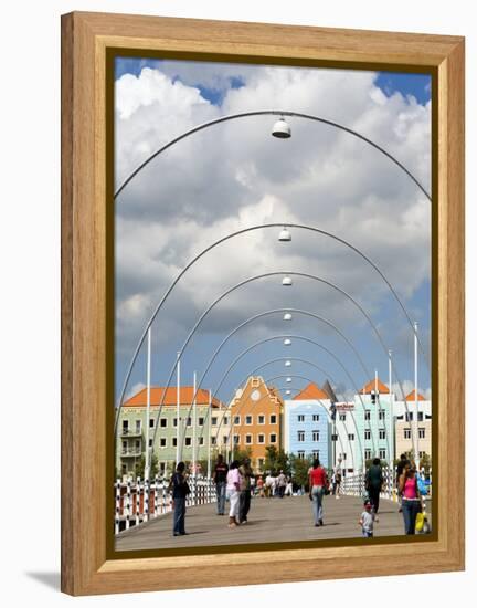 Queen Emma Bridge, Willemstad, Curacao, Netherlands Antilles, West Indies, Caribbean-Richard Cummins-Framed Premier Image Canvas