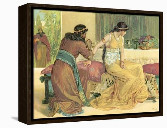 Queen Esther and Haman-English School-Framed Premier Image Canvas