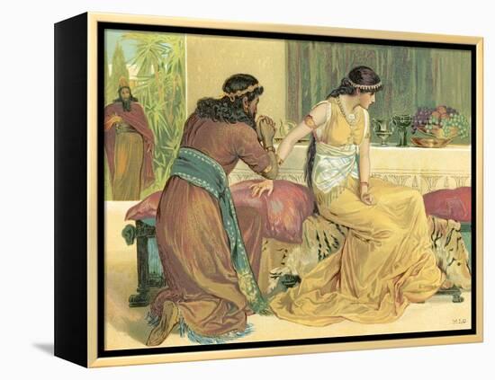 Queen Esther and Haman-English School-Framed Premier Image Canvas