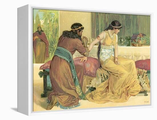 Queen Esther and Haman-English School-Framed Premier Image Canvas