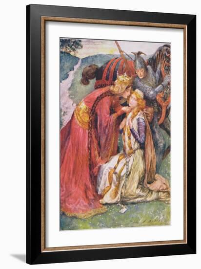 Queen Guinevere Welcomes Enid, Illustration for 'Children's Stories from Tennyson' by Nora Chesson-John Henry Frederick Bacon-Framed Giclee Print