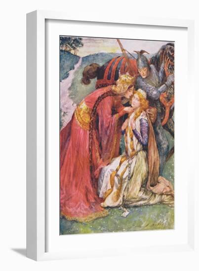 Queen Guinevere Welcomes Enid, Illustration for 'Children's Stories from Tennyson' by Nora Chesson-John Henry Frederick Bacon-Framed Giclee Print