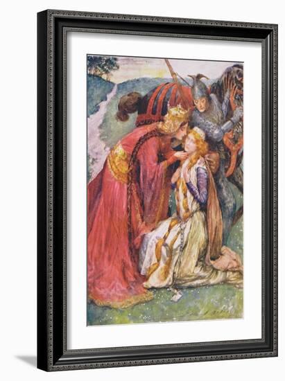 Queen Guinevere Welcomes Enid, Illustration for 'Children's Stories from Tennyson' by Nora Chesson-John Henry Frederick Bacon-Framed Giclee Print