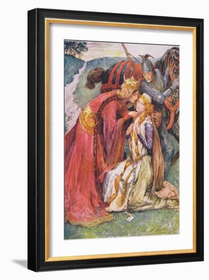 Queen Guinevere Welcomes Enid, Illustration for 'Children's Stories from Tennyson' by Nora Chesson-John Henry Frederick Bacon-Framed Giclee Print