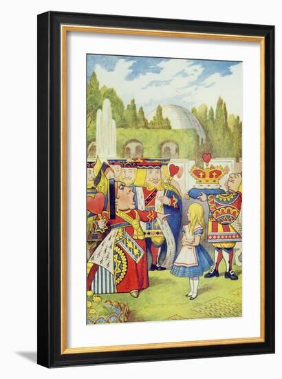 Queen Has Come! and Isn't She Angry, Illustration from Alice in Wonderland by Lewis Carroll-John Tenniel-Framed Giclee Print