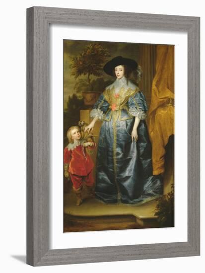 Queen Henrietta Maria and Her Dwarf Sir Jeffrey Hudson, circa 1633-Sir Anthony Van Dyck-Framed Giclee Print