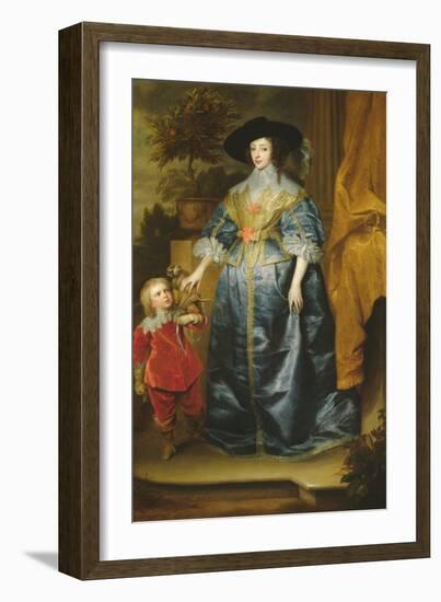 Queen Henrietta Maria and Her Dwarf Sir Jeffrey Hudson, circa 1633-Sir Anthony Van Dyck-Framed Giclee Print